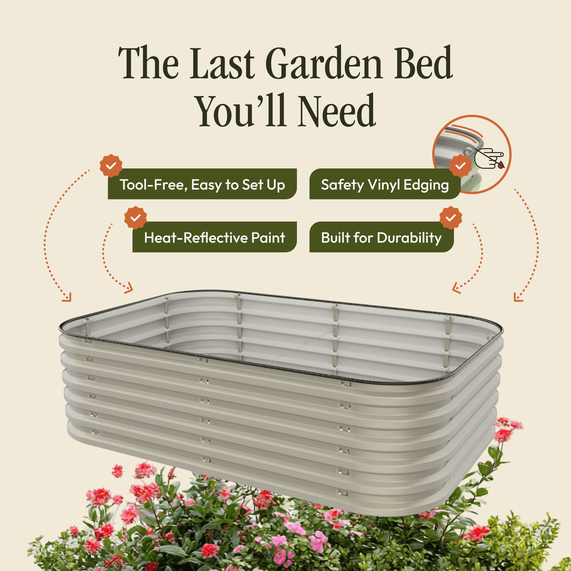Raised Garden Bed – Durable Outdoor Planter Box for Vegetables, Herbs & Flowers
