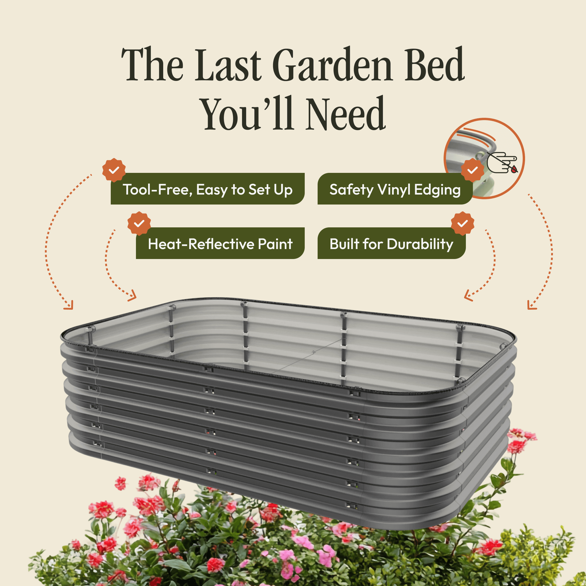 Raised Garden Bed – Durable Outdoor Planter Box for Vegetables, Herbs & Flowers